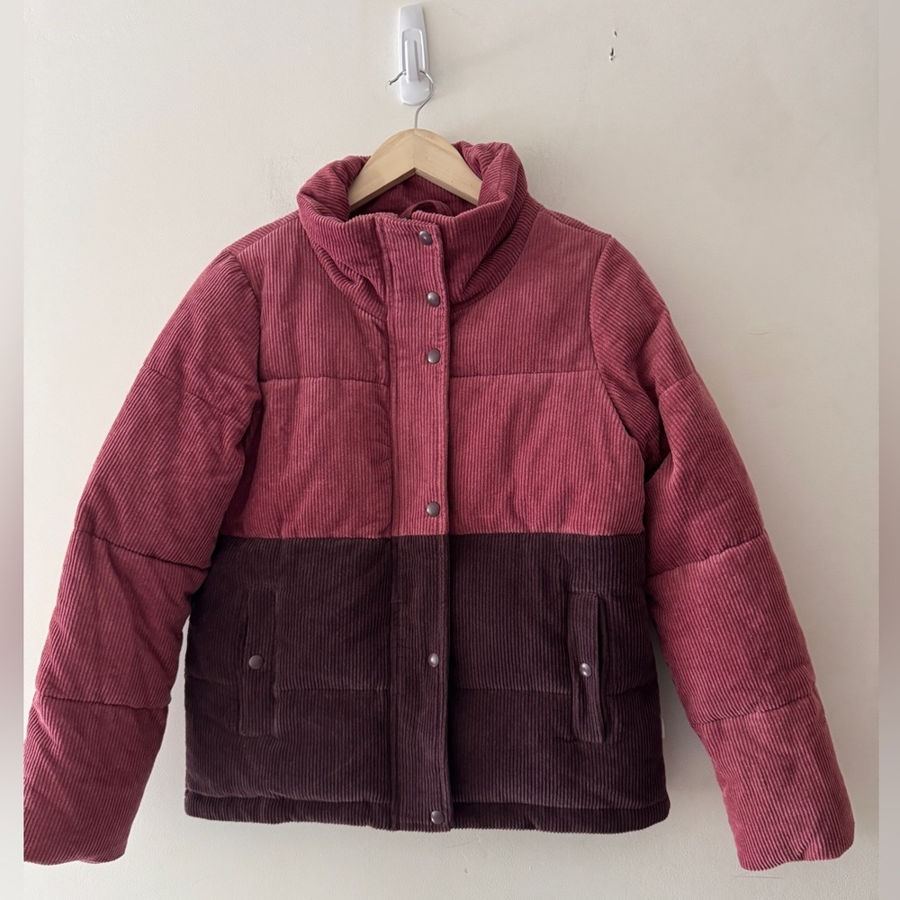 Bohme Corduroy Pink & Purple‎ Zip Up Botton Puff Jacket
